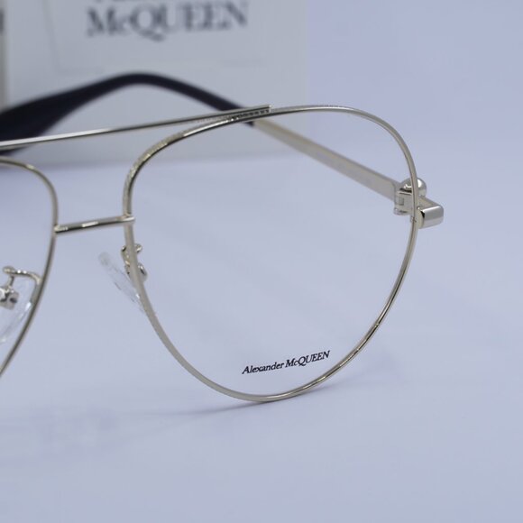 Alexander McQueen AM0260O 001 Aviator Eyeglasses 61mm - Gold - Picture 2 of 10